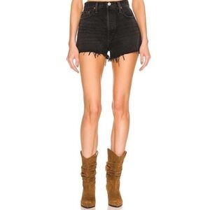 Re/Done 70s High Rise Shorts in Broken Black